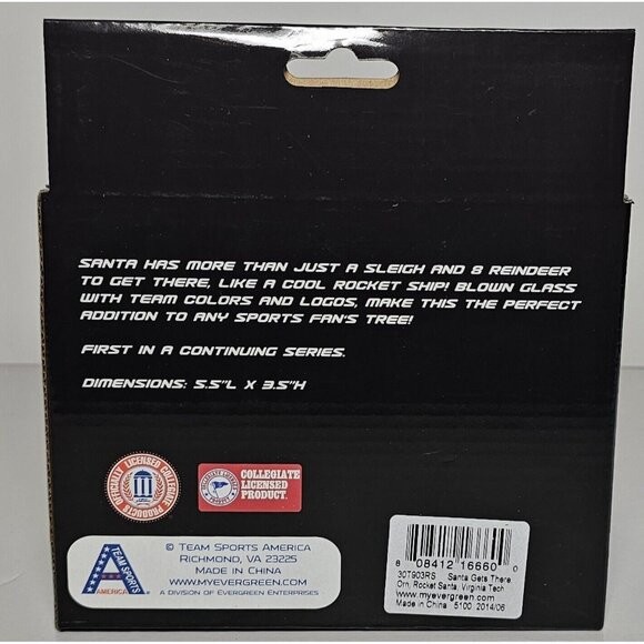 Virginia Tech University Hokies Ornament Santa in Rocket Ship New FAST SHIPPING - Picture 8 of 8